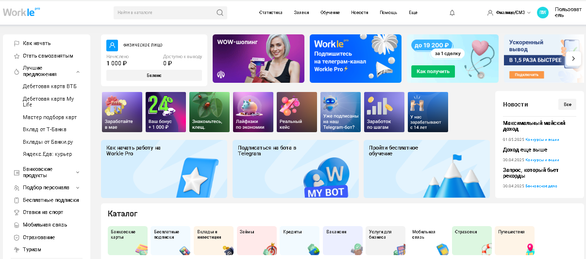 Варианты заработка на WORKLE